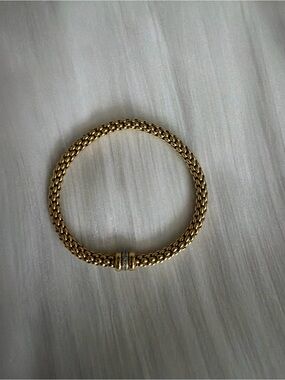 18k Fope Gold Braided Chain Bracelet with diamonds